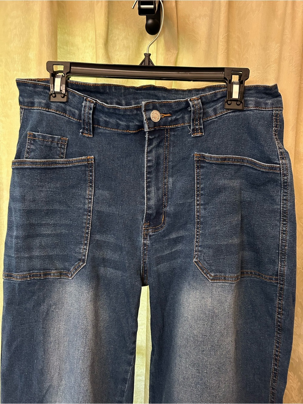 SHEIN Dark Blue Boyfriend Jeans with Front Patch Pockets